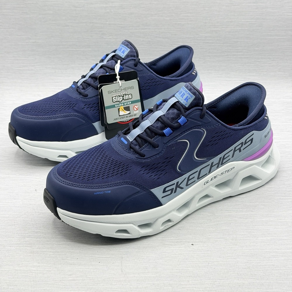 Skechers Slip Ins Women's 9.5 Comp Toe Safety Shoes Blue Slip Resistant EH Glide